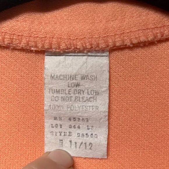 Vintage Orange Matching Top and Bottom Set Peach Coral Polo Button Up Suit Set - Picture 4 of 9